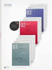 Three steps vector infographic illustration.