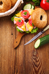 Healthy Turkey sandwich on a bagel