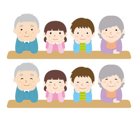 ほおづえ　家族　祖父母と孫