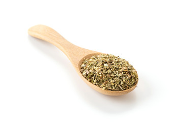 oregano on wood spoon