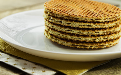 
Dutch waffles on a white plate