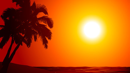 Obraz na płótnie Canvas Strand mit Palmen im Sonnenuntergang