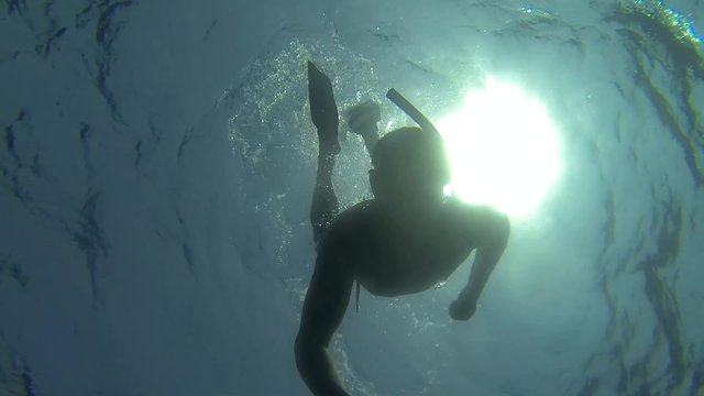 apnoetauchen durch parcour im meer in aegypten
