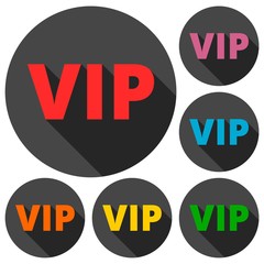 Vip icons set with long shadow