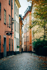 Fototapeta premium 04 October, 2015. Stockholm. old town cityscape in Stockholm.Sweden. Selective focus, soft focus