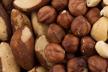 mixed nuts background above closeup