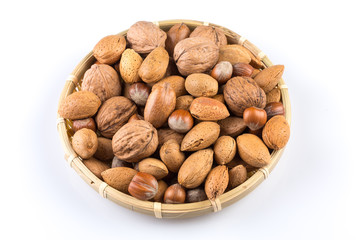 Mix nuts in wicker basket