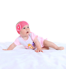 Adorable baby girl on blanket