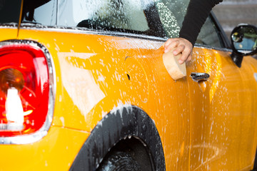 Car washing with soap