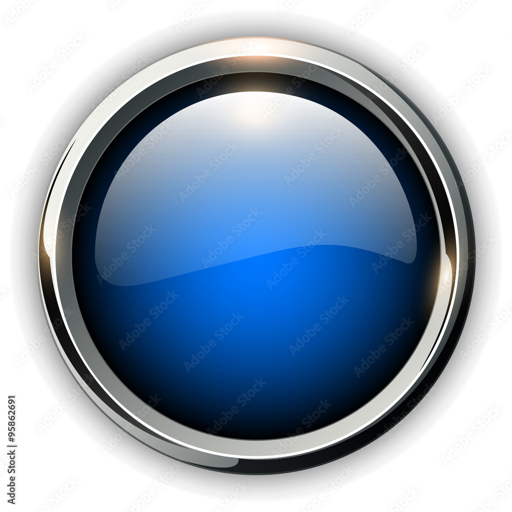 Poster blue shiny button with metallic elements