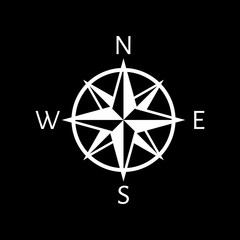 The compass icon. Navigation symbol. Flat