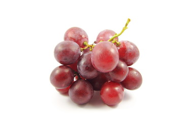 Bunch of red grapes on white background