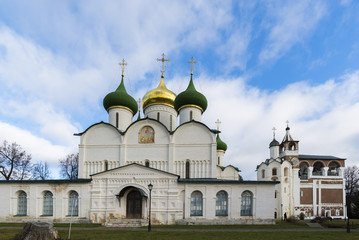 Fototapeta na wymiar Transfiguration Cathedral in St. Euthymius monastery at Suzdal was built the 16th century. Golden Ring of Russia Travel