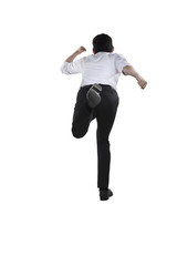 Back view of business person running