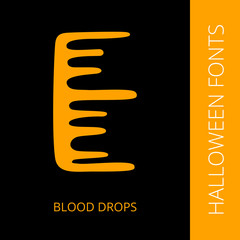 Halloween alphabet letter E consist of blood drops