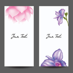 Cards with background of flower. Design elements