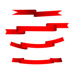 Set of four red ribbons