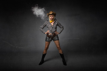 cow boy smoking cigarette