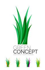 Set of abstract eco plant icons, business logotype nature green concepts, clean modern geometric design