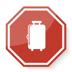 White Luggage icon on red stop sign web app