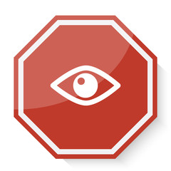 White Eye icon on red stop sign web app