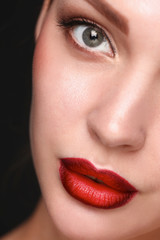 Fototapeta premium Close up portrait of beautiful young woman face