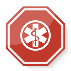 White Medical  icon on red stop sign web app