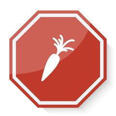 White Carrot icon on red stop sign web app