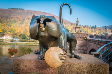 Heidelberg lucky monkey statue - obrazy, fototapety, plakaty