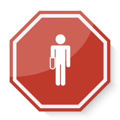 White Hand icon on red stop sign web app