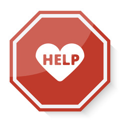 White Defibrillator  icon on red stop sign web app