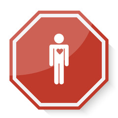 White Heart icon on red stop sign web app