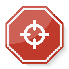 Obraz premium White Scope icon on red stop sign web app