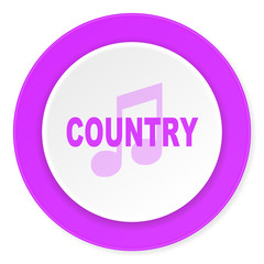 music country violet pink circle 3d modern flat design icon on white background