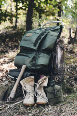 Tourist equipment in the forest