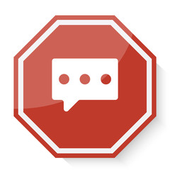 White Message icon on red stop sign web app
