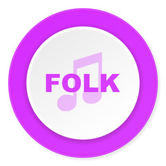 folk music violet pink circle 3d modern flat design icon on white background