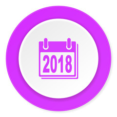 new year 2018 violet pink circle 3d modern flat design icon on white background