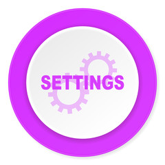 settings violet pink circle 3d modern flat design icon on white background