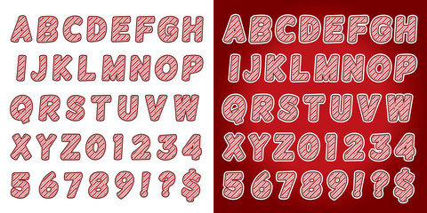 Christmas Candy Cane Alphabet Letters and Numbers