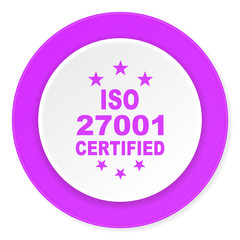 iso 27001 violet pink circle 3d modern flat design icon on white background