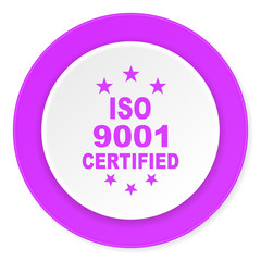 iso 9001 violet pink circle 3d modern flat design icon on white background