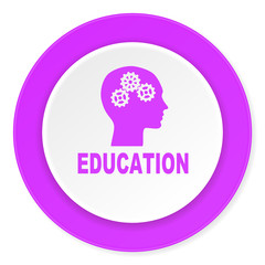 education violet pink circle 3d modern flat design icon on white background