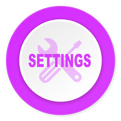 settings violet pink circle 3d modern flat design icon on white background