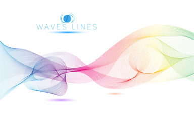 rainbow colorful light waves line bright abstract vector pattern