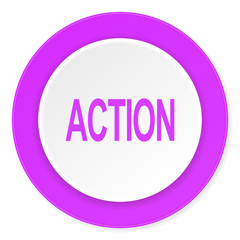 action violet pink circle 3d modern flat design icon on white background