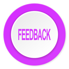 feedback violet pink circle 3d modern flat design icon on white background