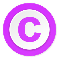 copyright violet pink circle 3d modern flat design icon on white background