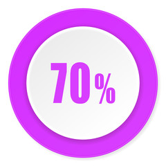 70 percent violet pink circle 3d modern flat design icon on white background