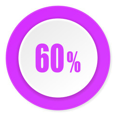 60 percent violet pink circle 3d modern flat design icon on white background